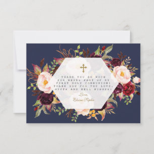 Brundy Blommigt Geometric Navy Blue Heliga Communi Tack Kort