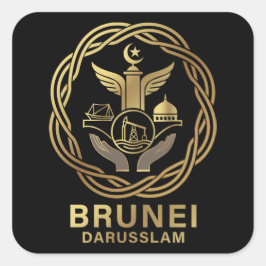 Brunei Darusslam Sydostasien Fyrkantigt Klistermärke