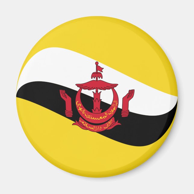 Brunei Fisheye Flagga Magnet (Framsidan)