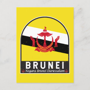 Brunei Flagga Emblem Distress Vintage Vykort