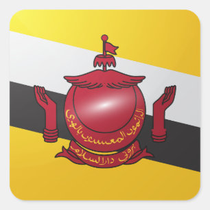 Brunei flagga fyrkantigt klistermärke