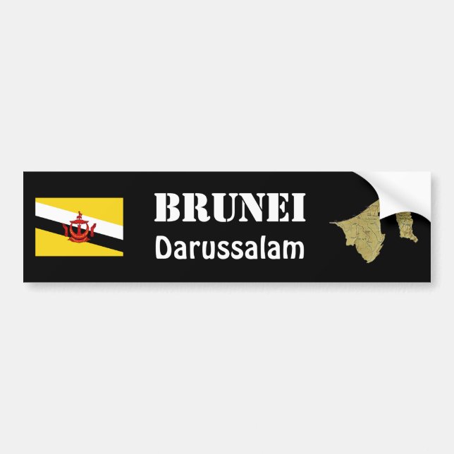 Brunei Flagga + Kart Dekal (Framsidan)