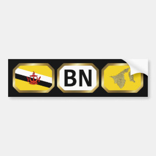 Brunei flagga kartkod dekal