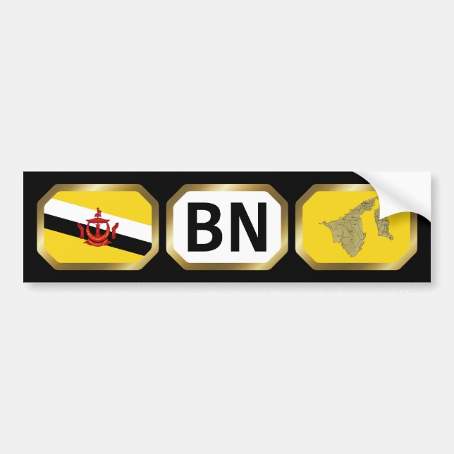 Brunei flagga kartkod dekal (Framsidan)