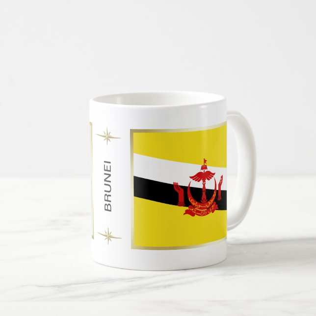 Brunei Flagga + Kartmugg Kaffemugg (Framsida höger)