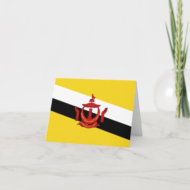 Brunei Flagga Notkort Kort (Framsida)