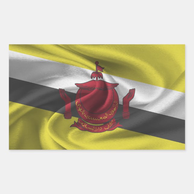 Brunei Flagga Rektangulärt Klistermärke (Framsida)