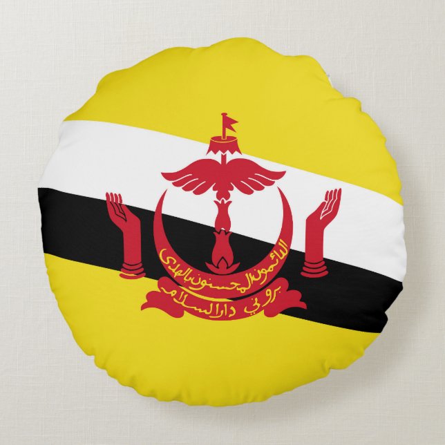 Brunei flagga rund kudde (Baksidan)