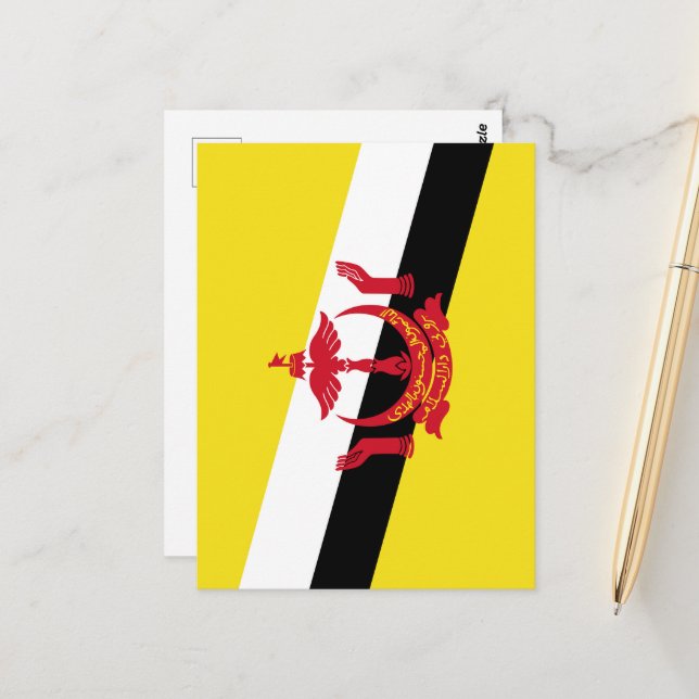 Brunei flagga vykort (Fram/Back In Situ)