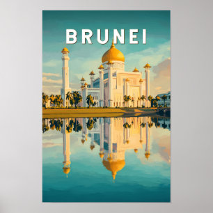 Brunei Illustration Resa Konst Vintage Poster