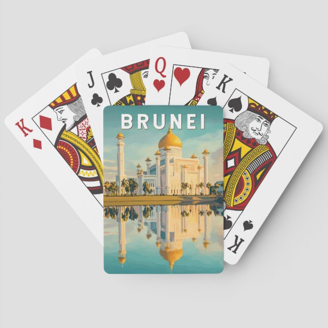 Brunei Illustration Travel Art Vintage Casinokort (Baksidan)