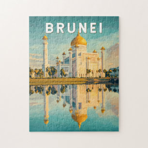 Brunei Illustration Travel Art Vintage Pussel