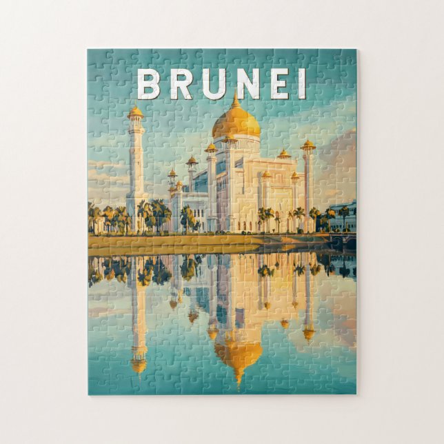 Brunei Illustration Travel Art Vintage Pussel (Vertikal)