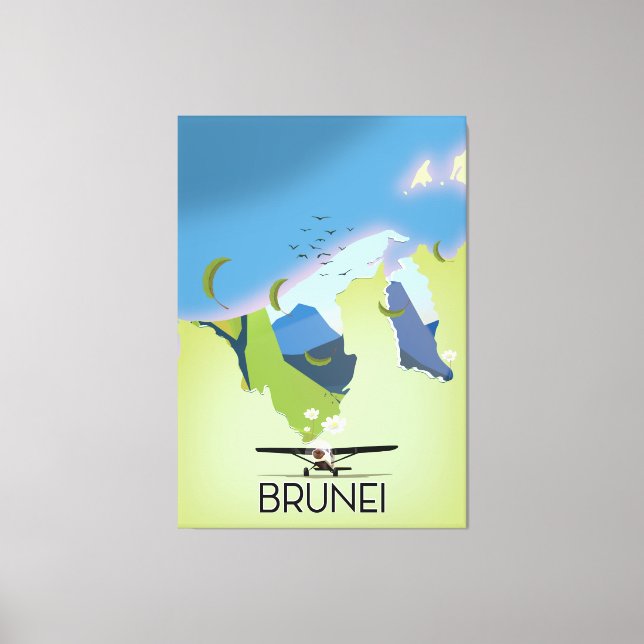 Brunei kartor reseinformation affisch canvastryck (Framsida)