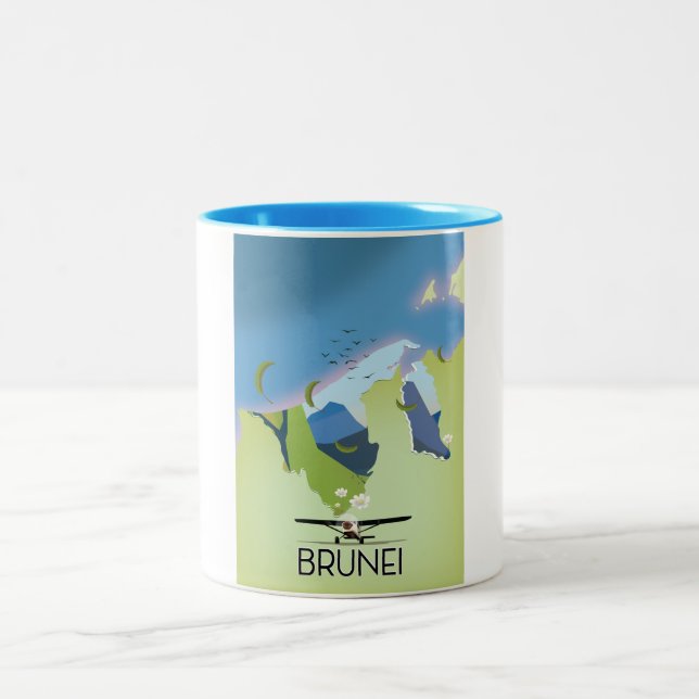 Brunei kartoreseaffisch Två-Tonad mugg (Center)