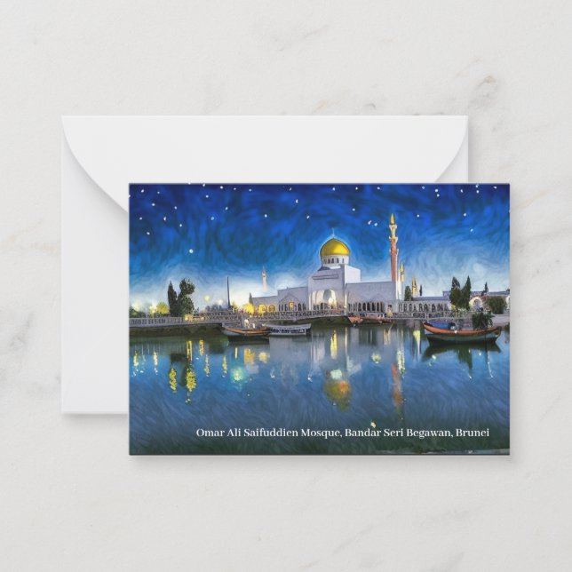 Brunei Mosque om ett Eid Mubarak-kort Anteckningskort (Framsida)