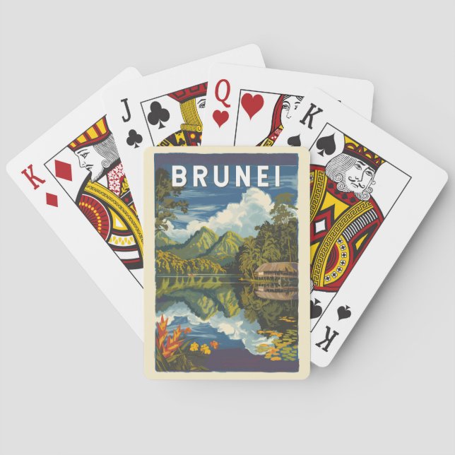 Brunei Painterly Illustration Travel Art Vintage Casinokort (Baksidan)