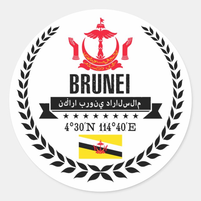 Brunei Runt Klistermärke (Framsida)