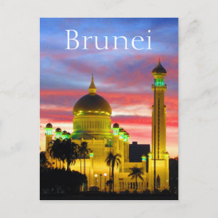 brunei sunset mosque vykort