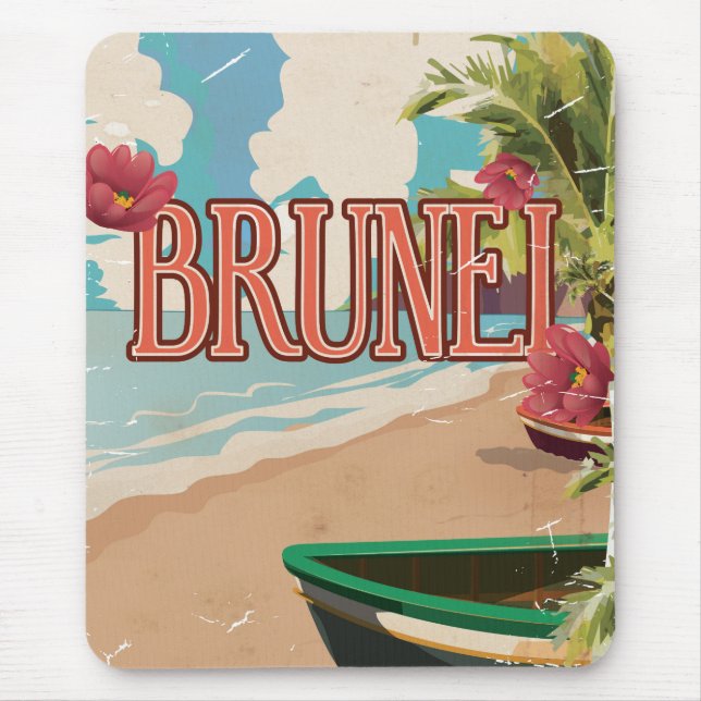 Brunei vintage resor poster konst. musmatta (Framsidan)