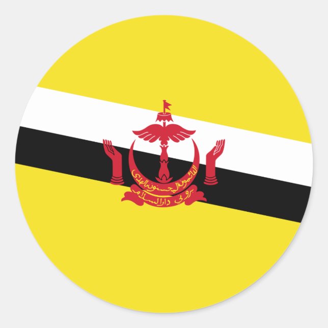 Bruneian Flagga, Flagga Brunei Runt Klistermärke (Framsida)