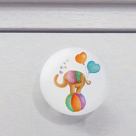 Brunelefant stollig vattenfärgscirkusdoorknopp knopp