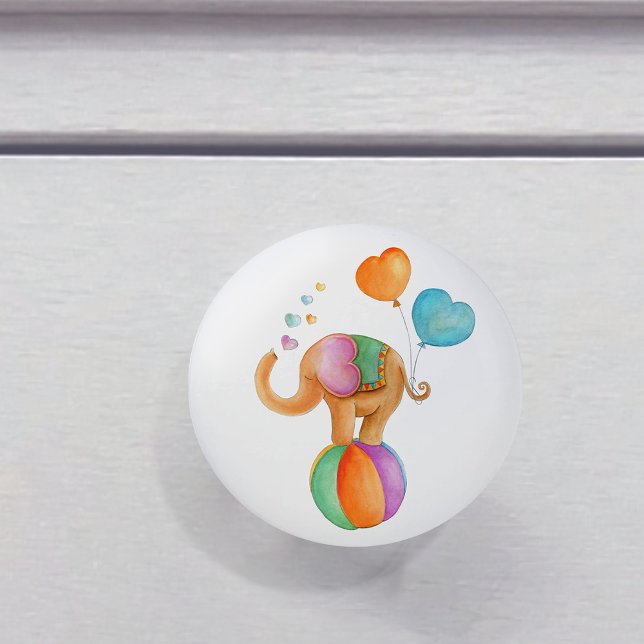 Brunelefant stollig vattenfärgscirkusdoorknopp knopp (Skapare uppladdad)