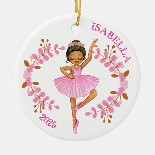 Brunett ballerina julgransprydnad keramik (Framsidan)