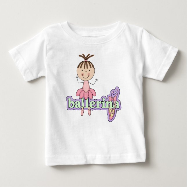 Brunett ballerina - Rosa baby tutu kroppsställ Tee Shirt (Framsida)