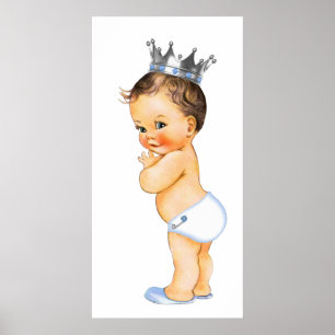 Brunett Little Prince Baby Shower Poster