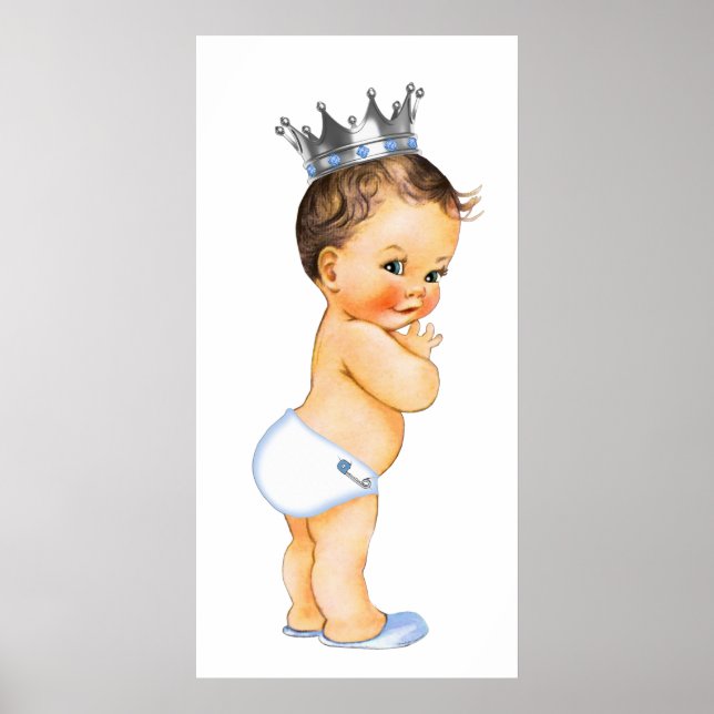 Brunett prins baby shower poster (Framsidan)