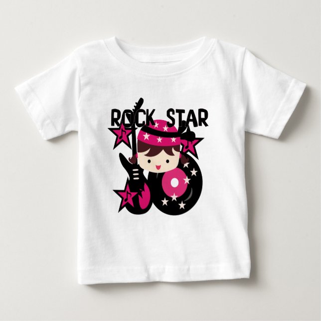 Brunett Rockstjärna Flicka Baby Tutu-bodysuit T Shirt (Framsida)