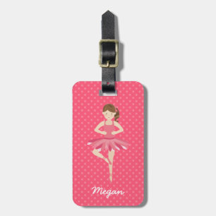 BrunettBallerina på rosa polka dots Bagagebricka