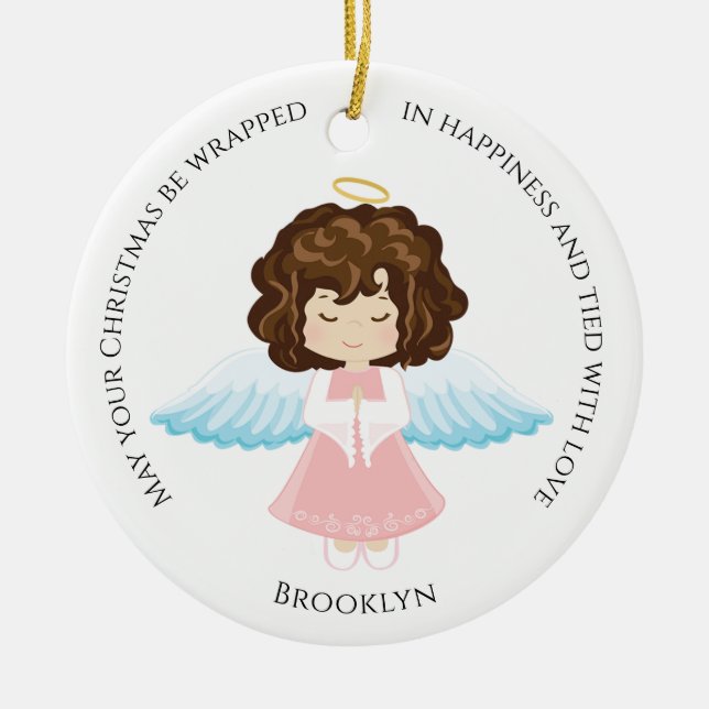Brunette Angel Ceramic Ornament (Framsidan)