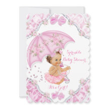 Brunette Baby Shower Rosa Umbrella Girl Flowers