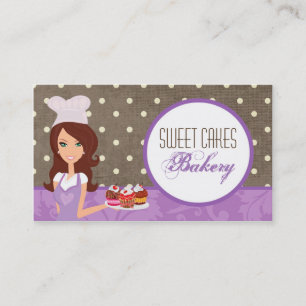 Brunette Baker Lila Brow Kopp Cakes Affärskort Visitkort