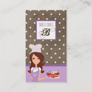 Brunette Baker Lila Brow Kopp Cakes Affärskort Visitkort