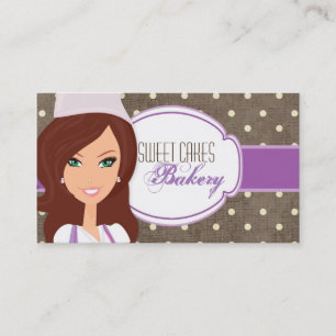 Brunette Baker Lila Brow Kopp Cakes Affärskort Visitkort