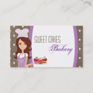 Brunette Baker Lila Brow Kopp Cakes Affärskort Visitkort