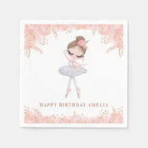 Brunette Ballerina i White Dress Blommigt Birthday