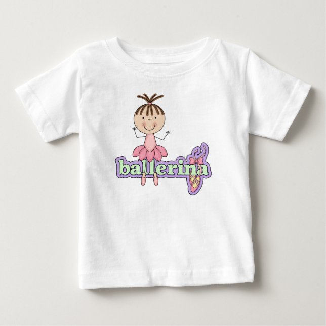 Brunette Ballerina - Rosa Baby Tutu Bodydräkt Tee Shirt (Framsida)