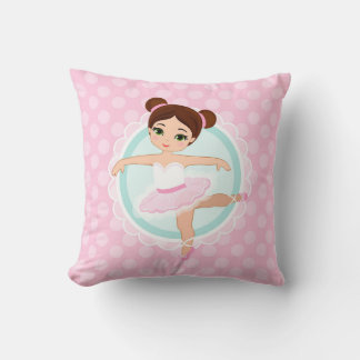 Brunette Ballerina - Rosa Ballet Dancer Girl Kudde