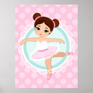 Brunette Ballerina - Rosa Ballet Dancer Girl Poster
