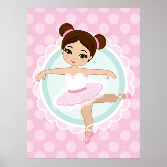 Brunette Ballerina - Rosa Ballet Dancer Girl Poster (Framsidan)