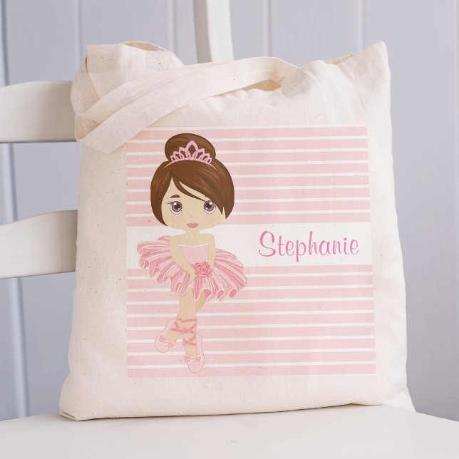 Brunette Ballerina Two Sided Tote Bag Tygkasse (Skapare uppladdad)