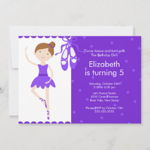 Brunette Ballet Ballet Dance Birthday Inbjudan Lil