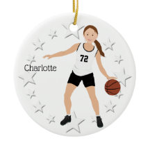 Brunette Basketball Girl in Black and White