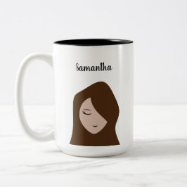 Brunette Beauty: Anpassningsbar tjejillustration M Två-Tonad Mugg
