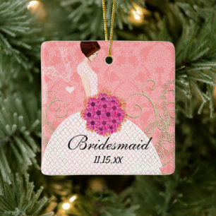 Brunette Birdesmaid-gåvor som du väljer Färg Julgransprydnad Keramik