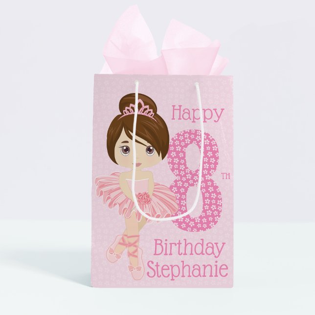 Brunette Birthday Ballerina Medium Gift Bag (Skapare uppladdad)